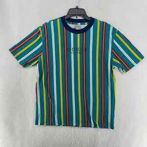 Guess Original Shirt Mens Sz S Green Red Stripe Pullover Round Neck Short Sleeve